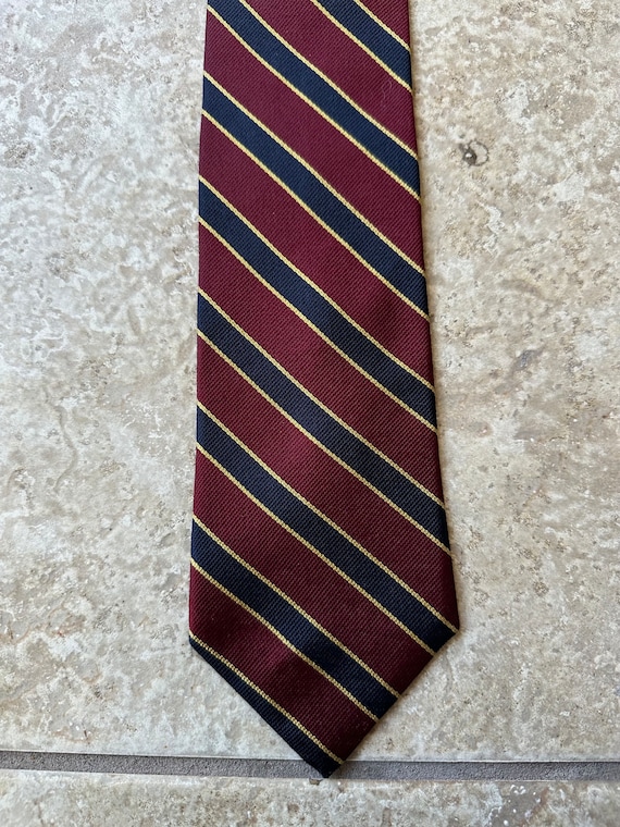 Vintage Red Regimental Striped Silk Repp Tie | AS… - image 2