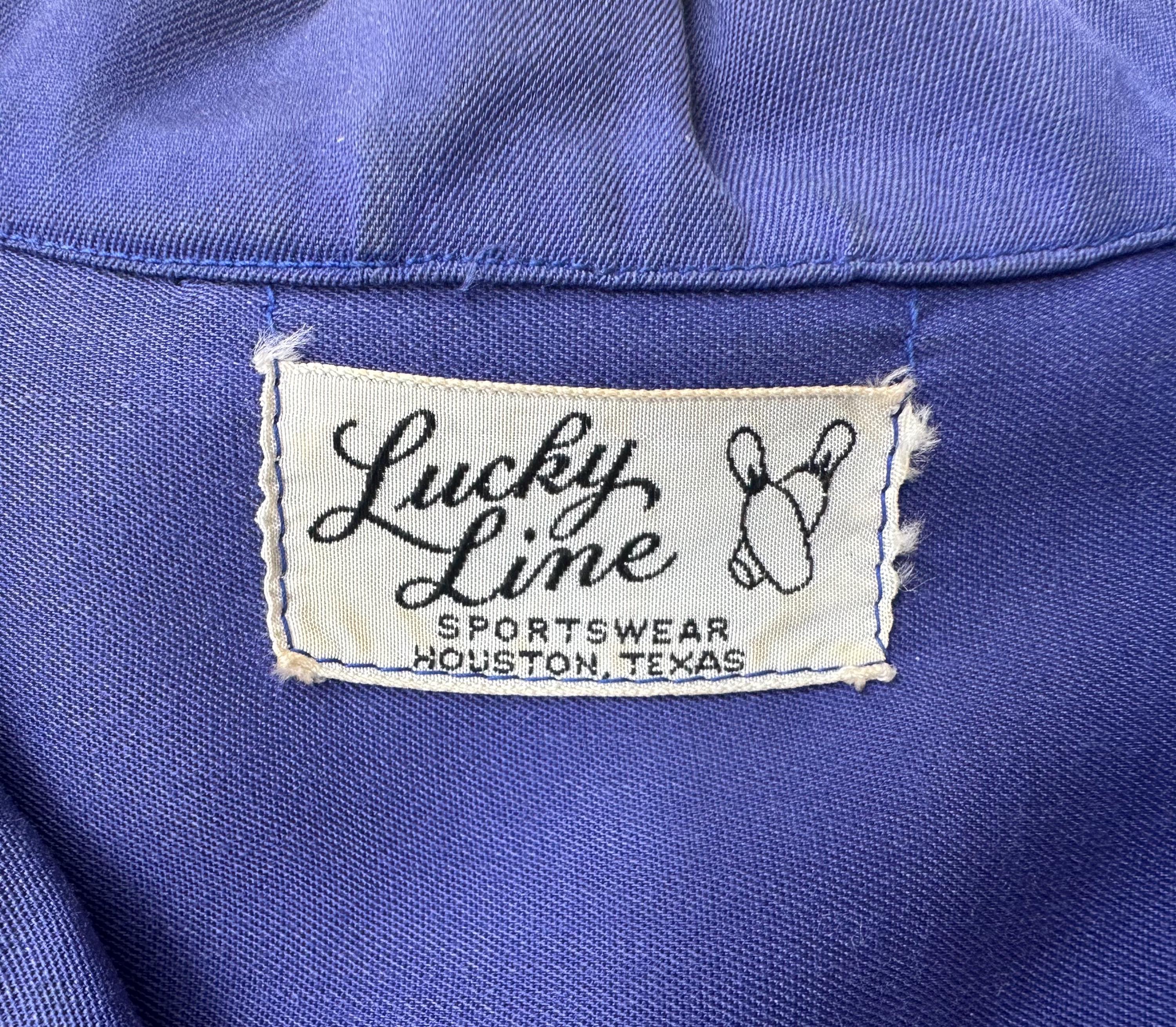 1950s Blue Rayon Gabardine Chain Stitch 