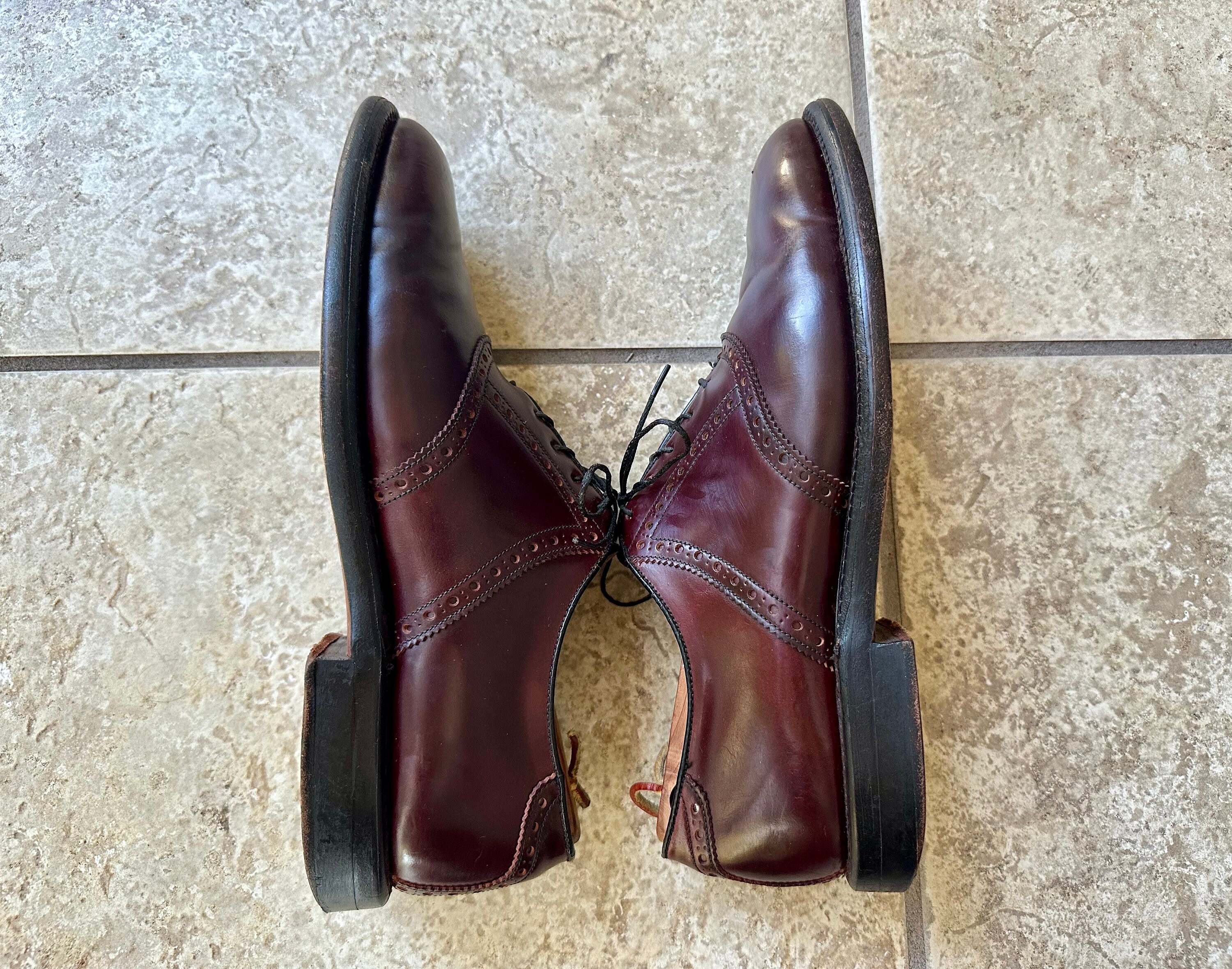Vintage Oxblood Cordovan Leather Saddle Oxford Shoes | Size  display picture 1