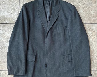 1950s BROOKS BROTHERS Charcoal Herringbone Wool Chesterfield Coat