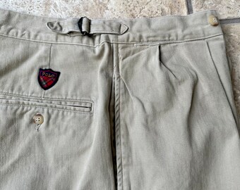 Vintage POLO RALPH LAUREN Khaki Brushed Cotton Twill Pleated