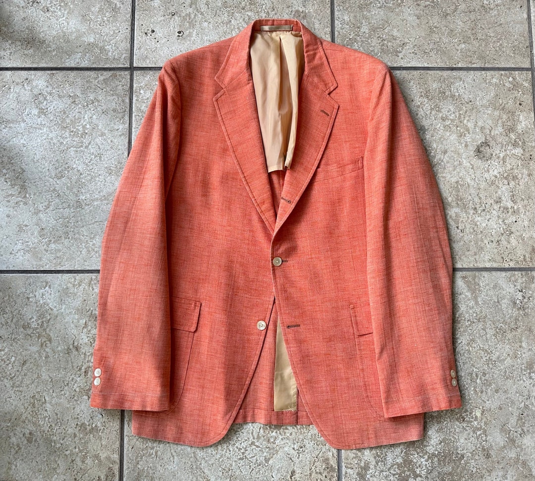 1960s MARK FORE STRIKE Orange Cotton Wash N' Wear Sack Sport Coat 39