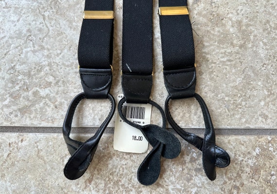 Deadstock Black Elastic Suspenders Braces | CAS I… - image 2
