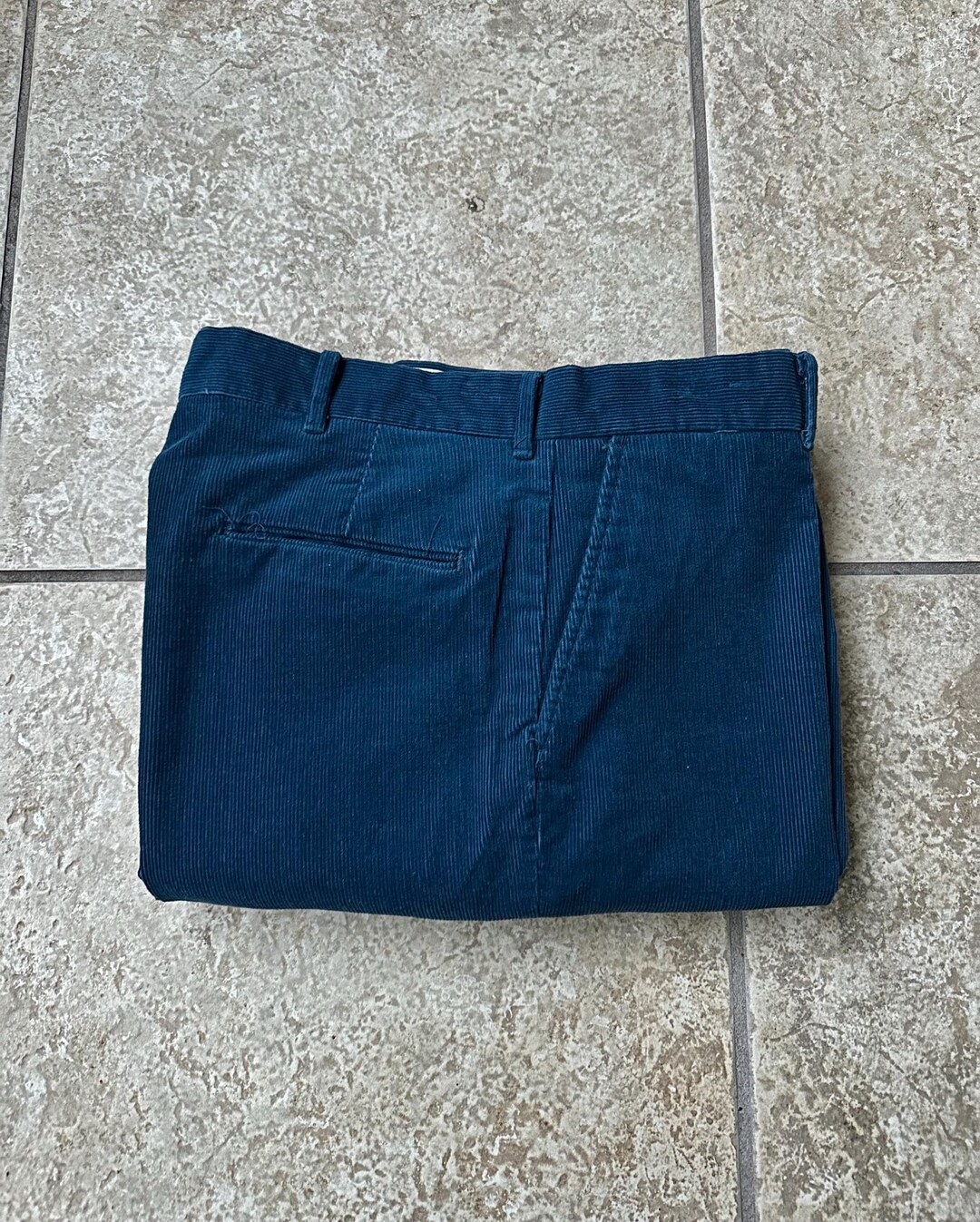 Light Blue Corduroy Trousers with Washed Effect