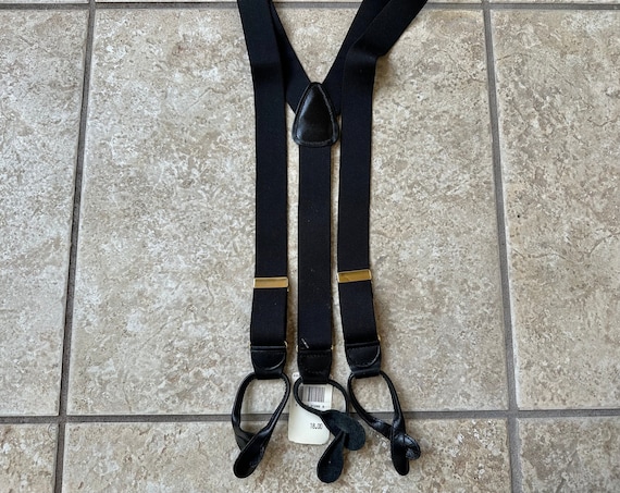Deadstock Black Elastic Suspenders Braces | CAS I… - image 1