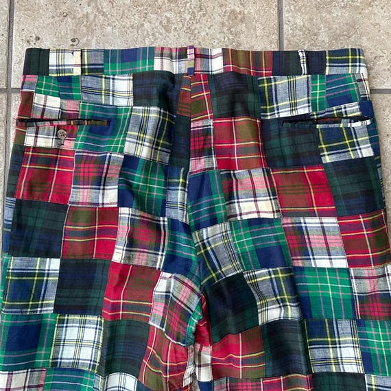 Vintage Green & Red Patchwork Bleeding Madras Cot… - image 6