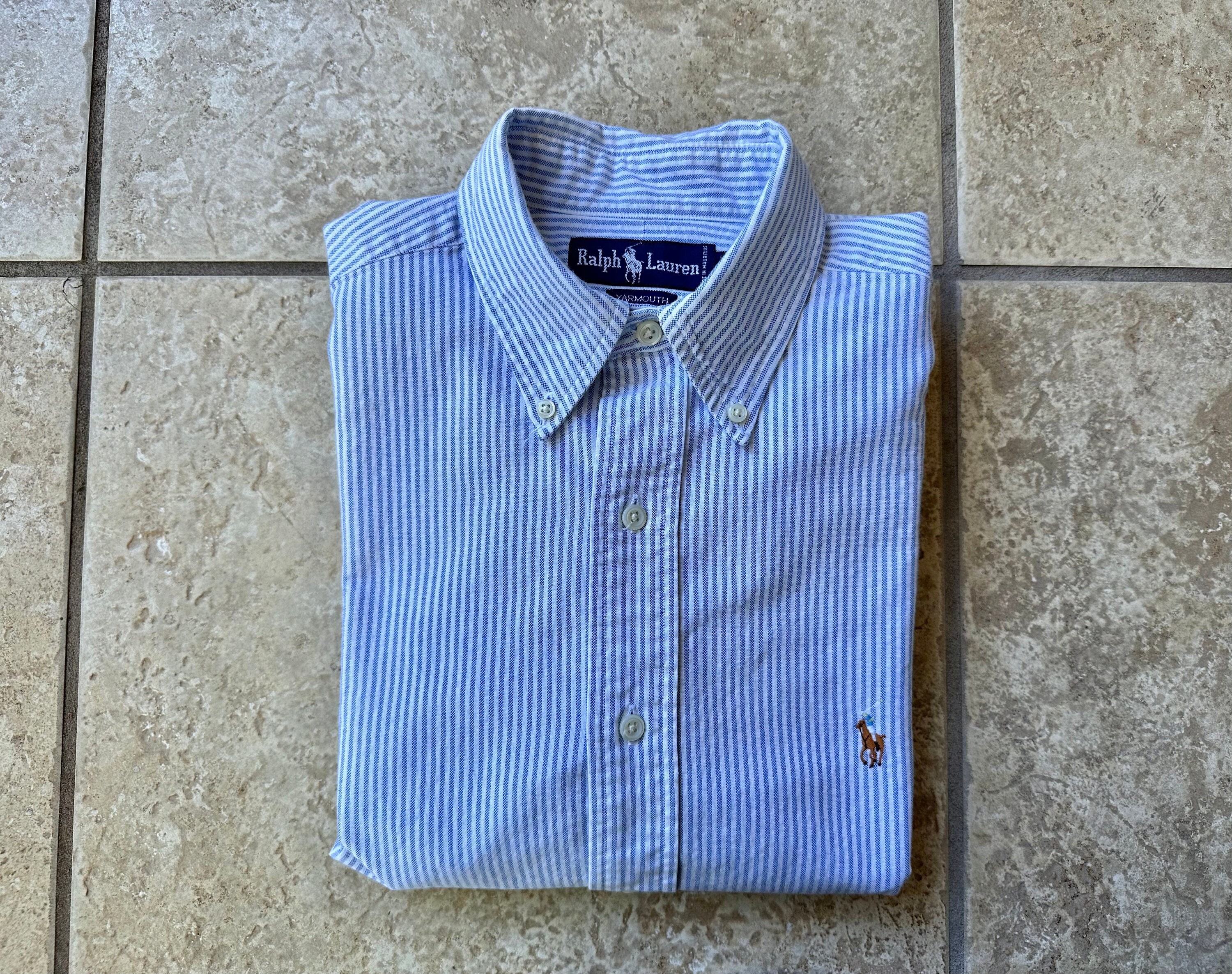 Vintage POLO RALPH LAUREN Blue University Striped Oxford Cloth - Etsy