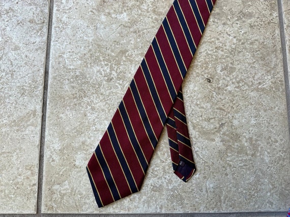 Vintage Red Regimental Striped Silk Repp Tie | AS… - image 1