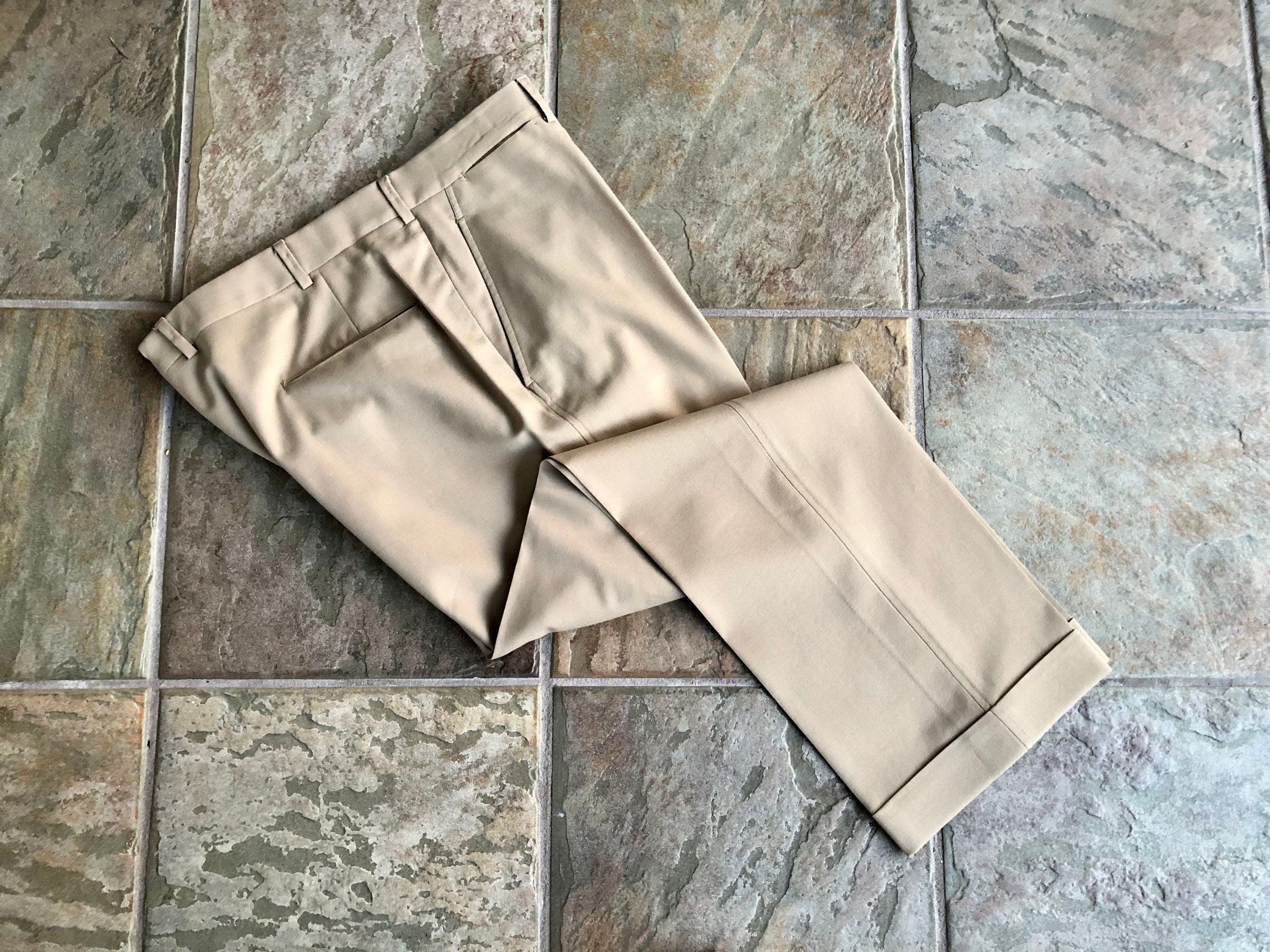 Worsted Wool Tan Pants Trousers 36 
