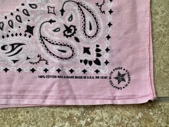 Vintage Pink Cotton Paisley Handkerchief Bandana … - image 3