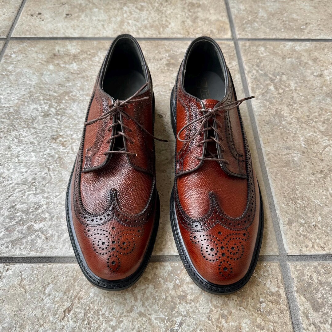 Vintage Dexter Wingtips (Longwing or Gunboats) NOS VTG DEXTER PEBBLED BROWN LEATHER LONGWING GUNBOAT  main image 4