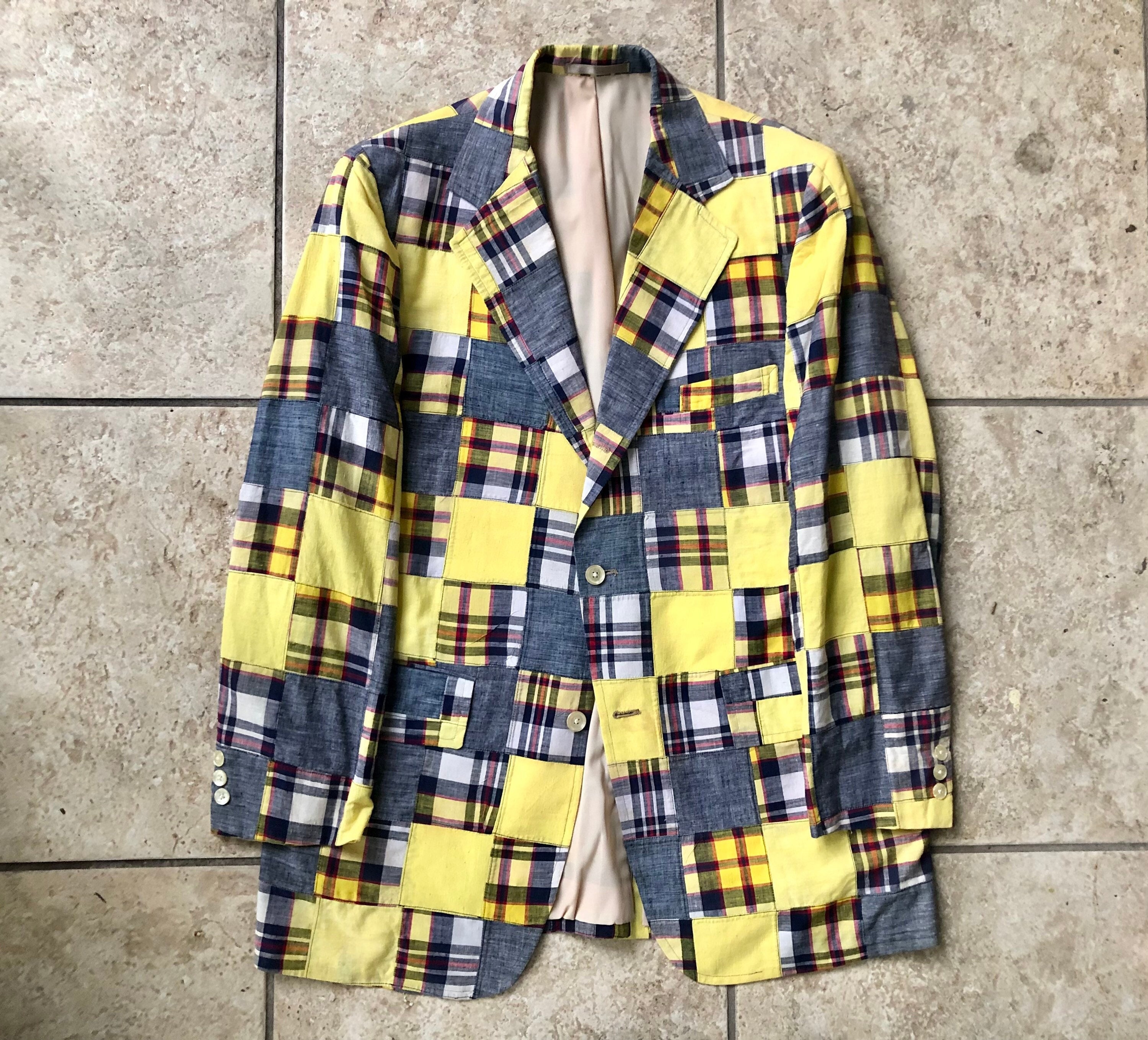 1970s Yellow Plaid Patchwork Madras Cotton Sack Sport Coat - Etsy