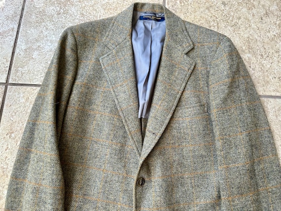 専用vintage HARRIS TWEED balmacaan brookes Vintage Marlsbro Tweed Balmacaan Coat L/XL Beige Bold Check