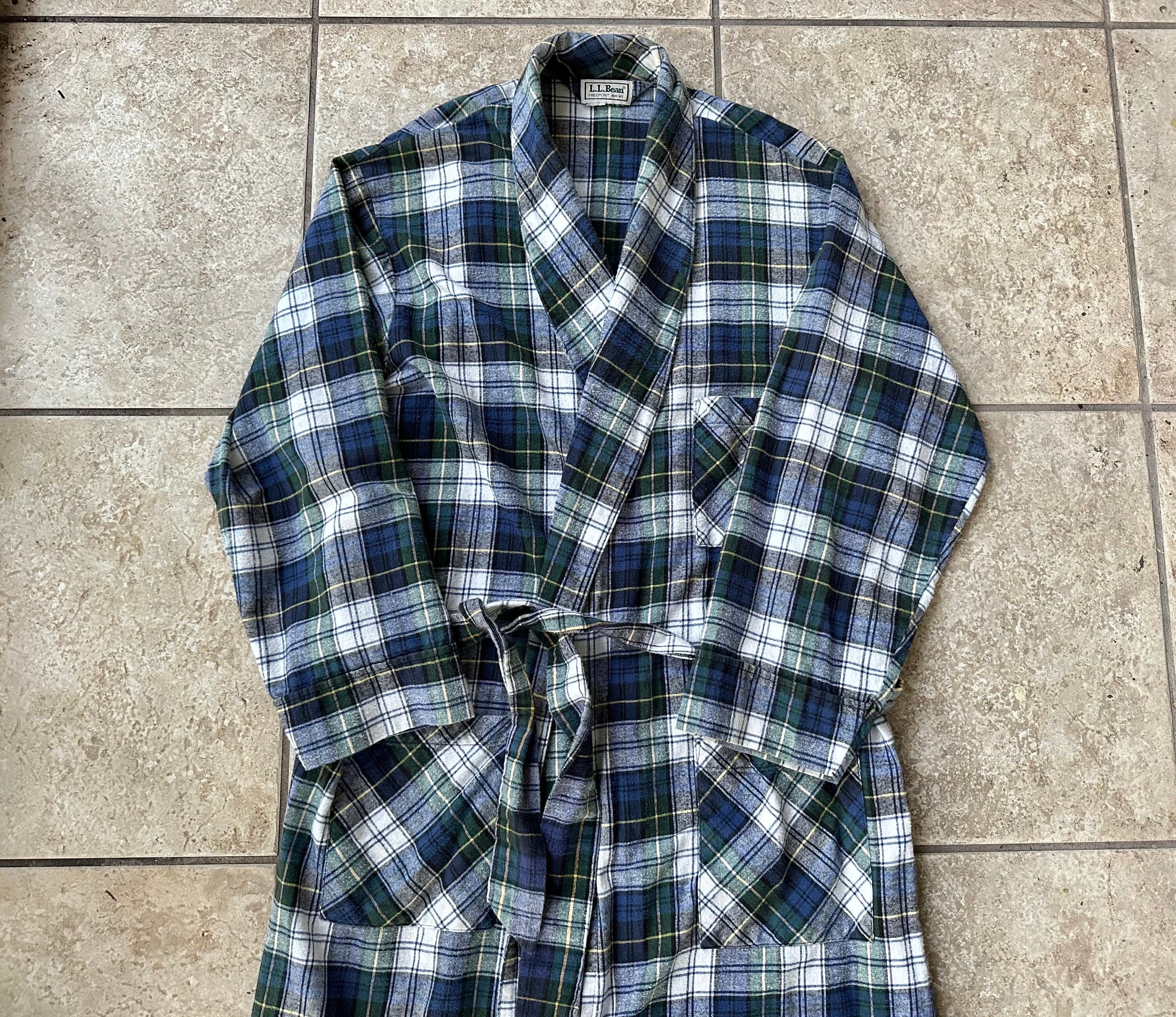 ll bean dress gordon flannel shirt LL BEAN Dress Gordon Button Shirt Plaid Men LARGE TALL Slightly Fitted 501959