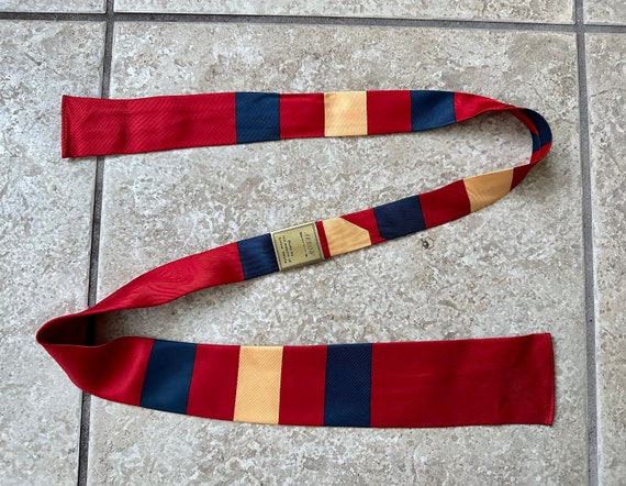 Deadstock 1940s Red Striped Rayon Square End Tie … - image 2