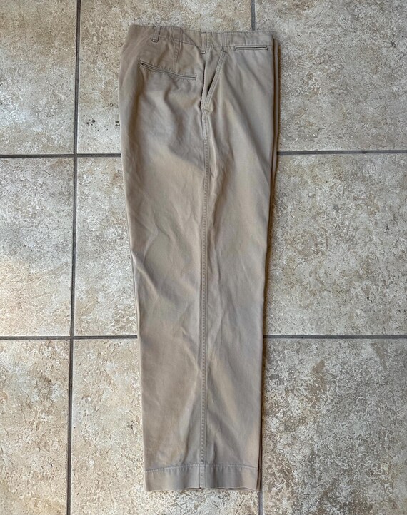 1950s US ARMY Khaki Cotton Twill Trousers | 33 X 28.75