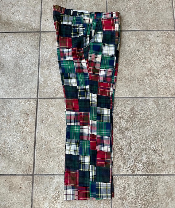 Vintage Green & Red Patchwork Bleeding Madras Cot… - image 2