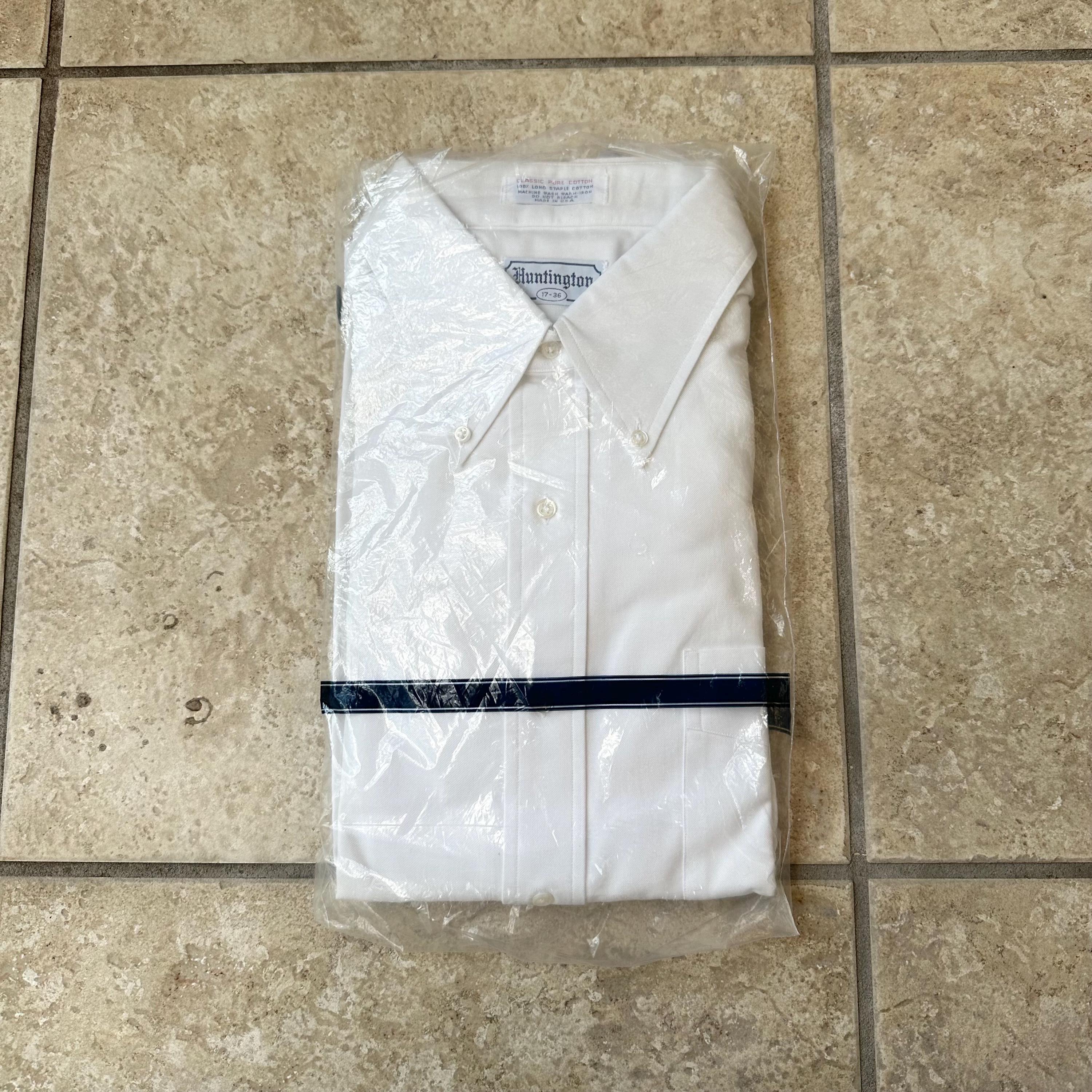 デッドストック HUNTINGTON ホワイト オックスフォード布 ボタンダウン