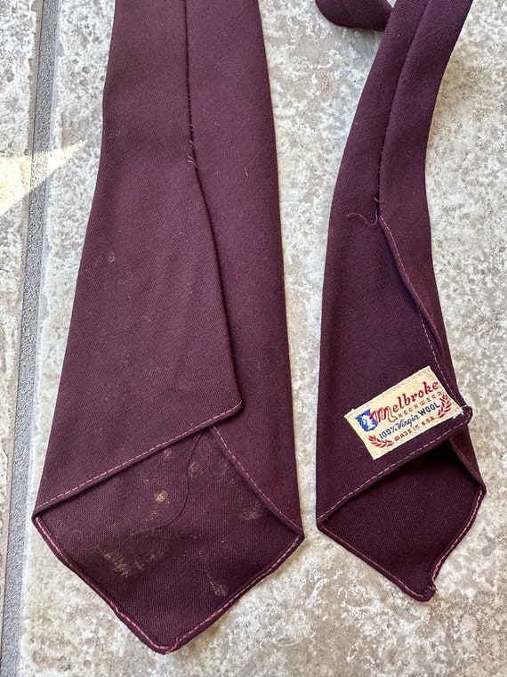 1940s Brown Wool Hand-Painted Tie | MELBROKE NECK… - image 3
