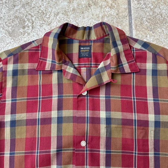 好配色60s VAN HEUSEN オンブレチェック レーヨンシャツ M 60s'VAN