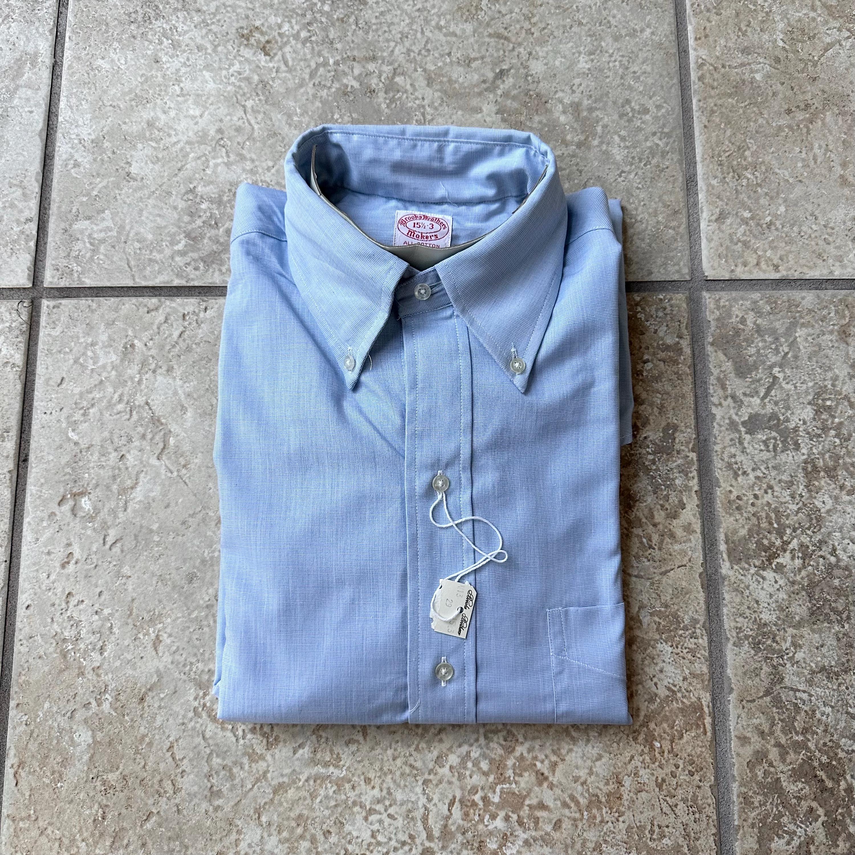 【デッドストック・USA製】Brooks Brothersシャツ ブルー デッドストック BROOKS BROTHERS ブルー エンドオンエンド コットン