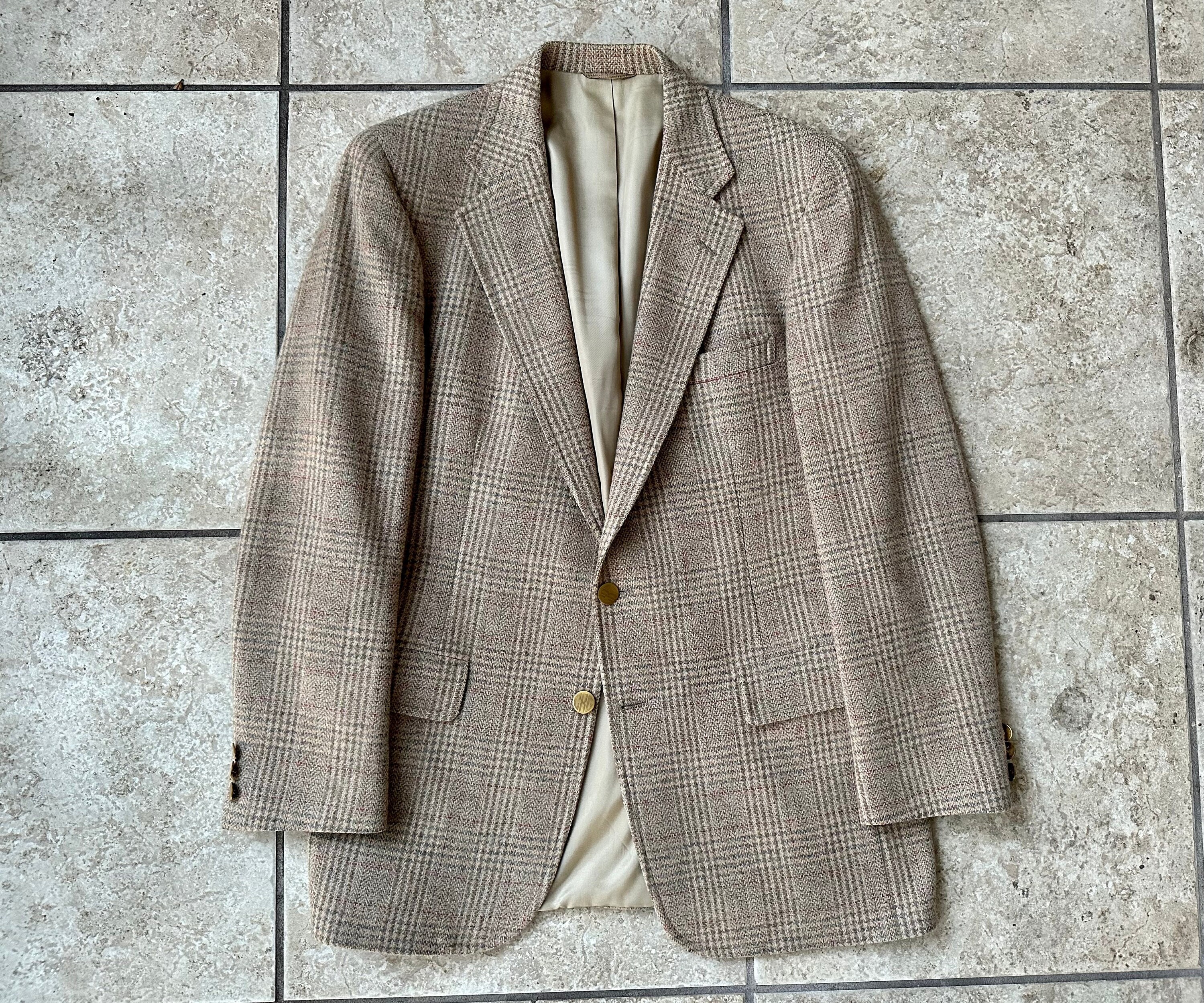 1980s CHAPS by RALPH LAUREN Beige Plaid Camelhair Sport Coat 37 38