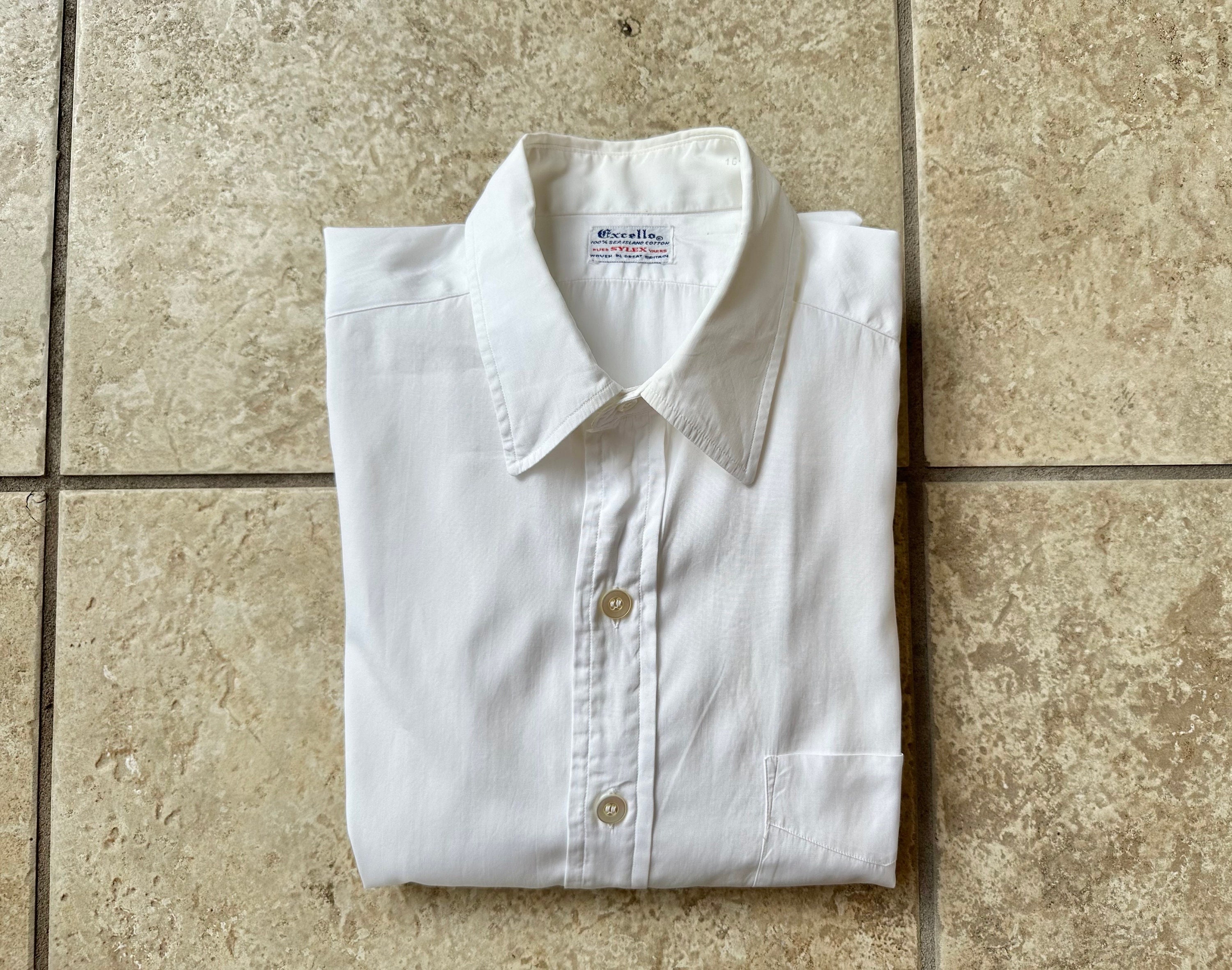 1950er Jahre Weißes Sea Island Baumwollhemd mit breitem Kragen