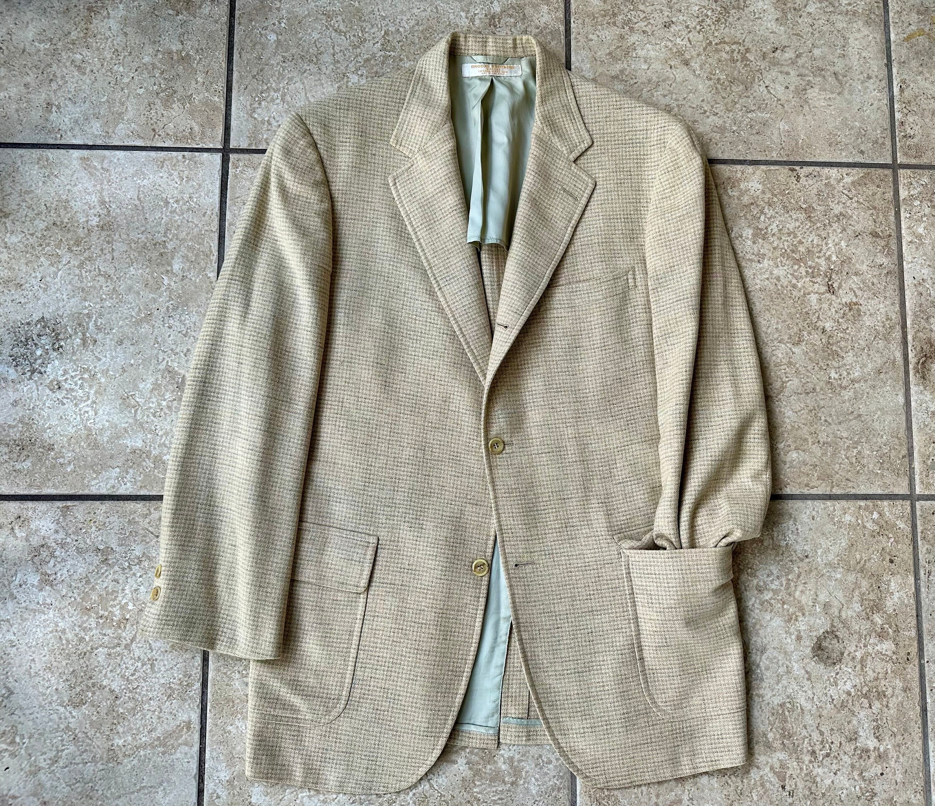 1970s BROOKS BROTHERS Cream Plaid Wool Linen Sack Sport Coat - Etsy