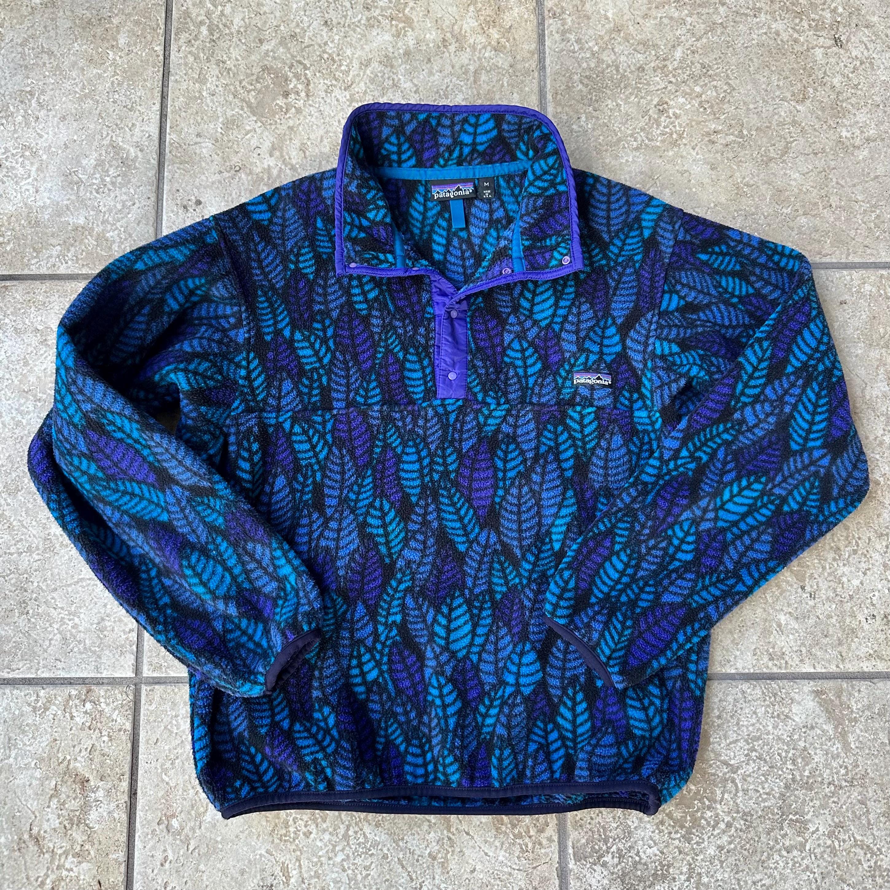 purple patagonia native print fleece
