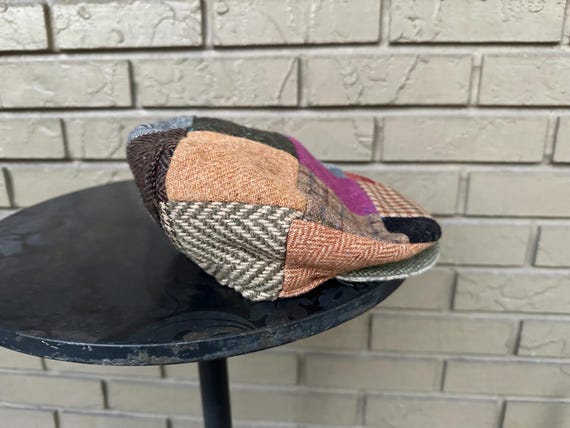 Deadstock Patchwork Tweed Wool Newsboy Cap | Smal… - image 3