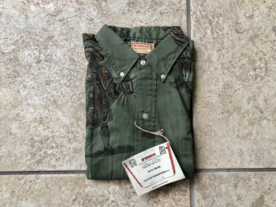 Deadstock 1960s MCGREGOR Green Printed Cotton Button Down - Etsy