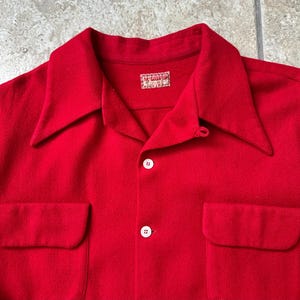 1950s MCGREGOR Red Wool Loop Collar Shirt | Large | Ivy League Trad