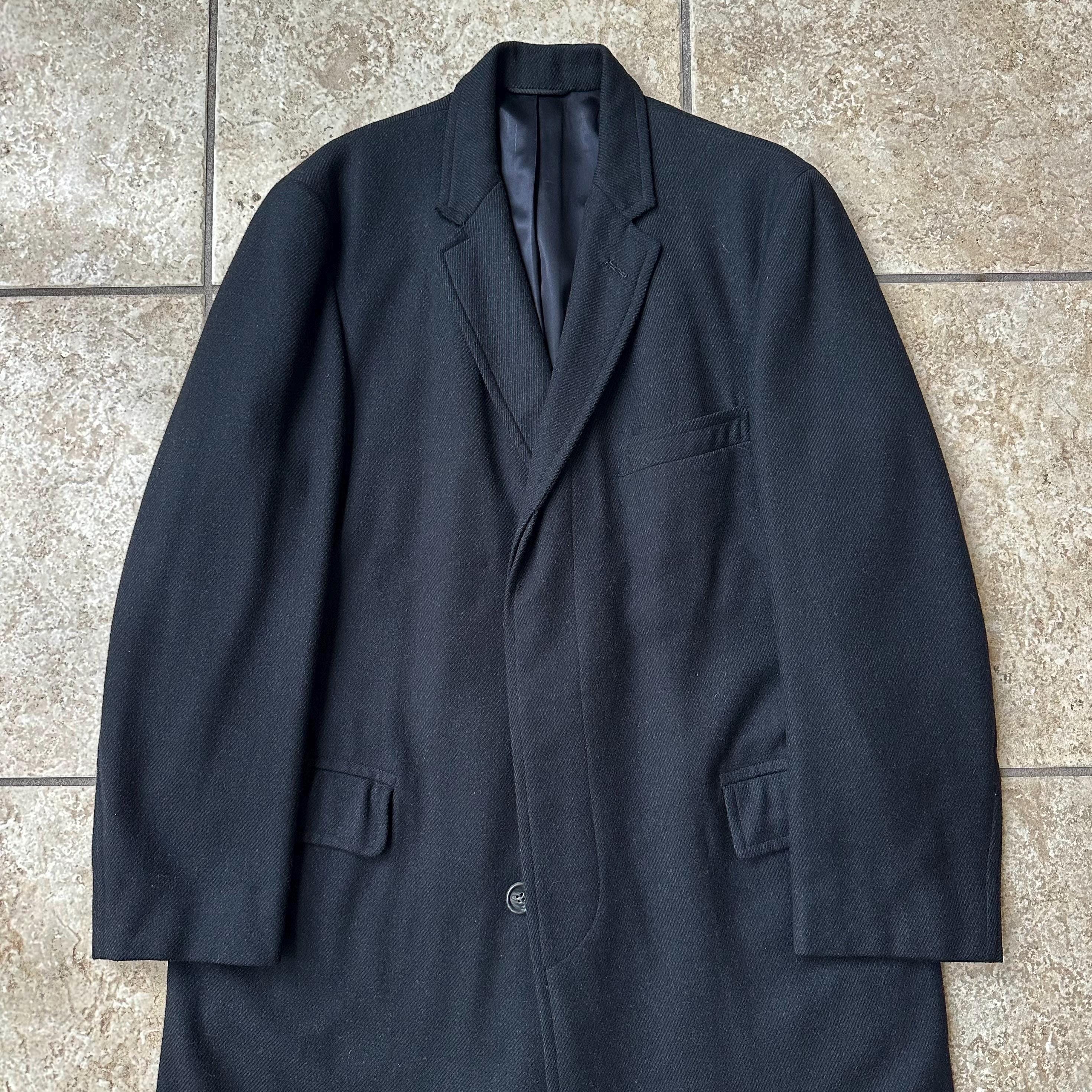 1960s Charcoal Twill Wool Sack Overcoat | 40 42 Regular | RALEIGH HABERDASHER 3-Button Ivy League Trad