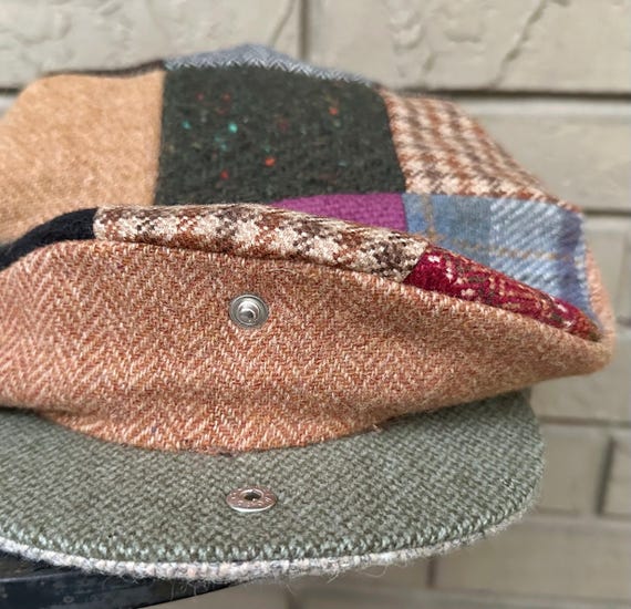 Deadstock Patchwork Tweed Wool Newsboy Cap | Smal… - image 5