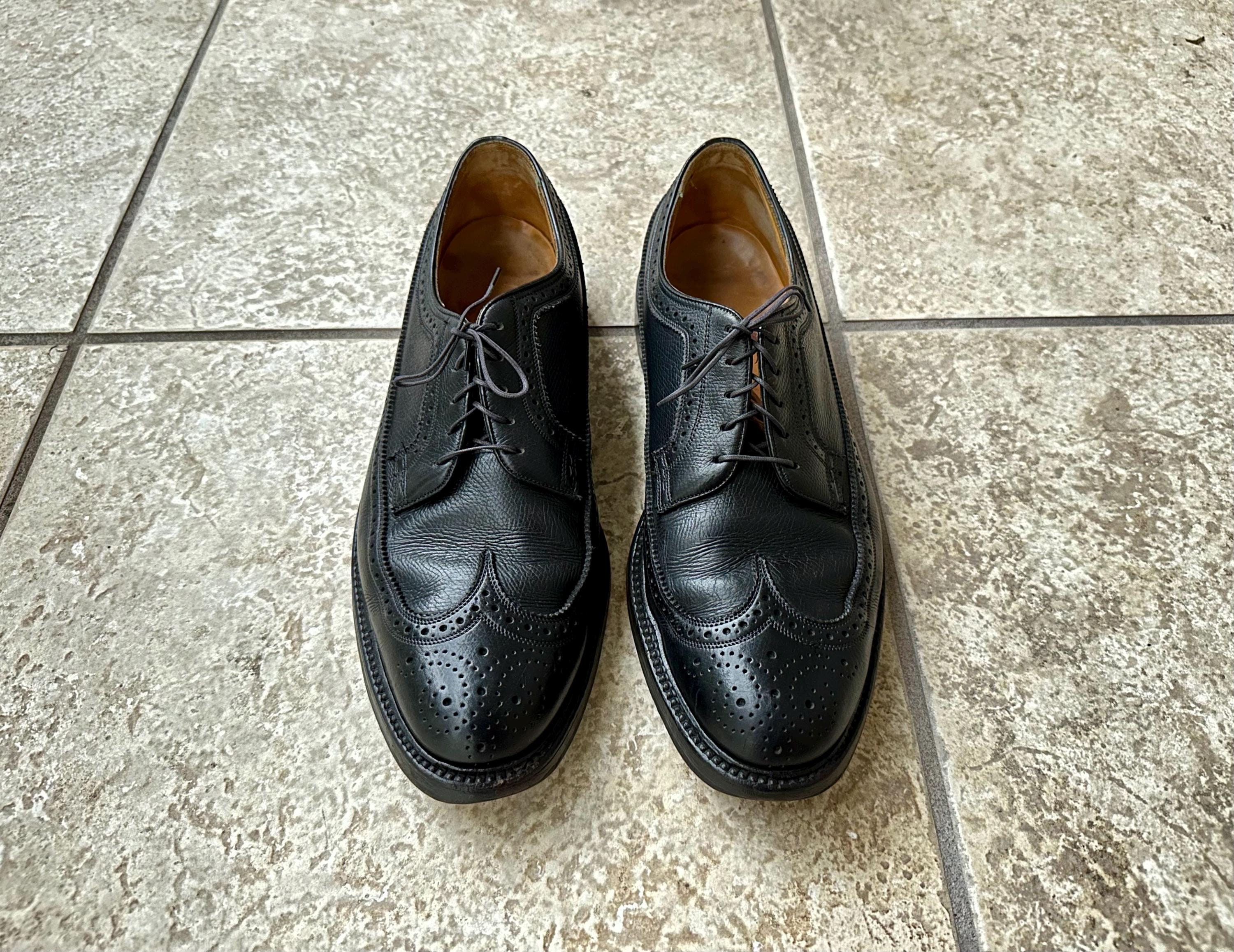1960s FLORSHEIM Imperial Black Scotch Grain Leather Wingtips 1960s FLORSHEIM Imperial Black Scotch Grain Leather Wingtips