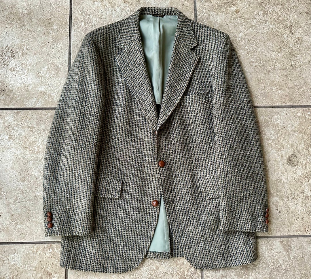 1970s CORBIN Tweed Wool Sack Sport Coat 39 40 Regular FRIEDMAN'S 3/2 ...