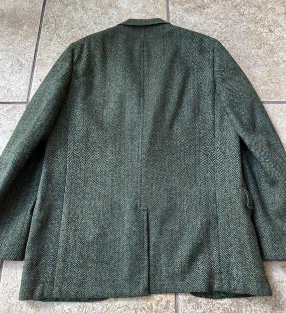 1960s Dark Green Herringbone Tweed Long Coat