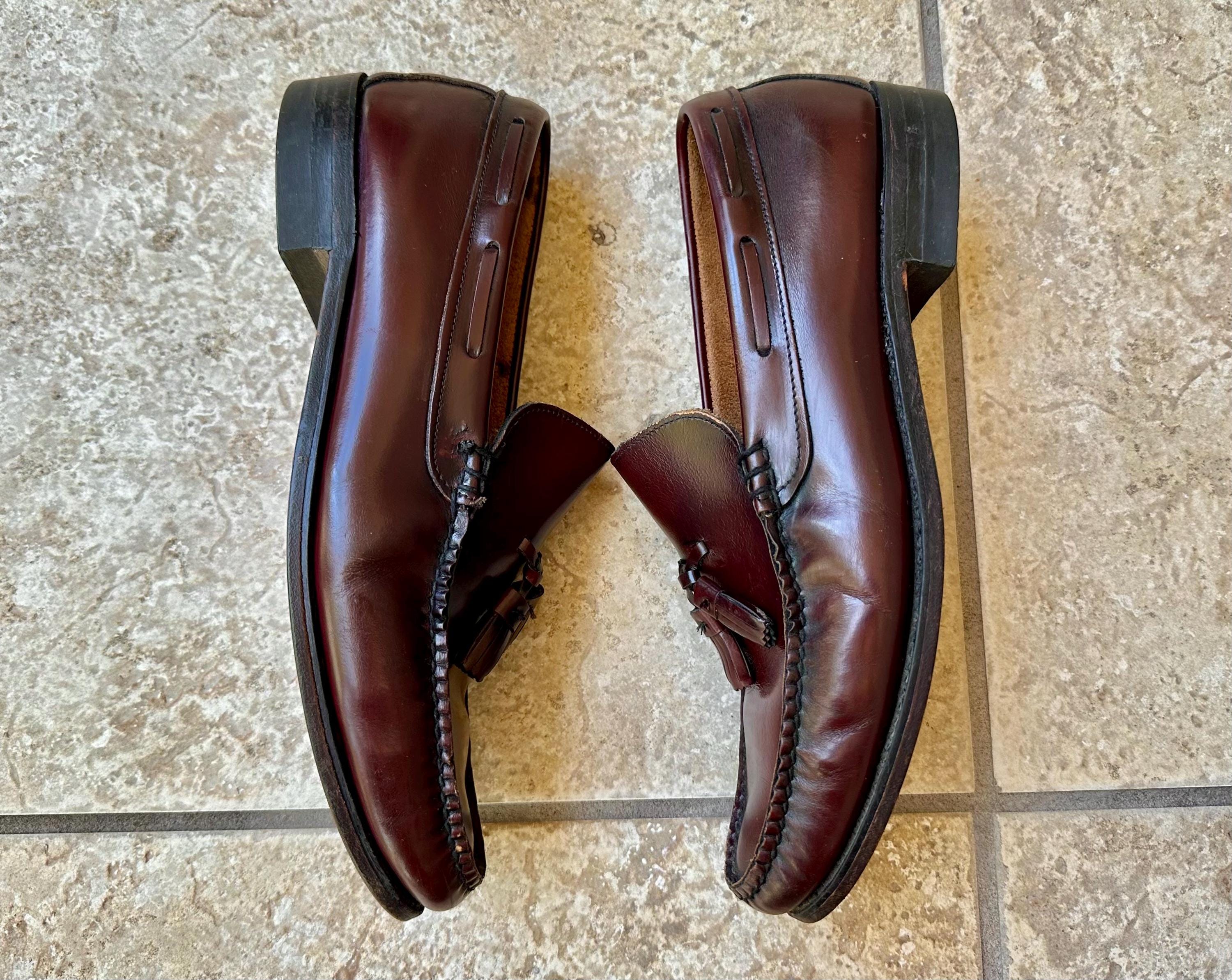 Vintage Dark Burgundy Leather Tassel Loafers | Size 10 1/2 