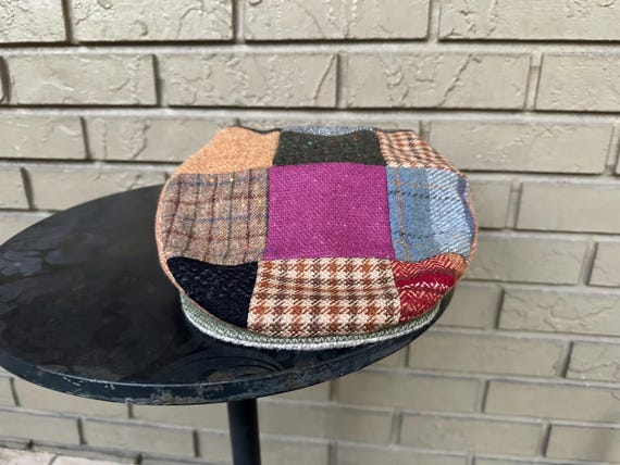 Deadstock Patchwork Tweed Wool Newsboy Cap | Smal… - image 2