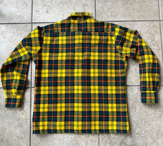 Vintage Yellow & Orange Plaid Wool Shirt Jacket |… - image 2
