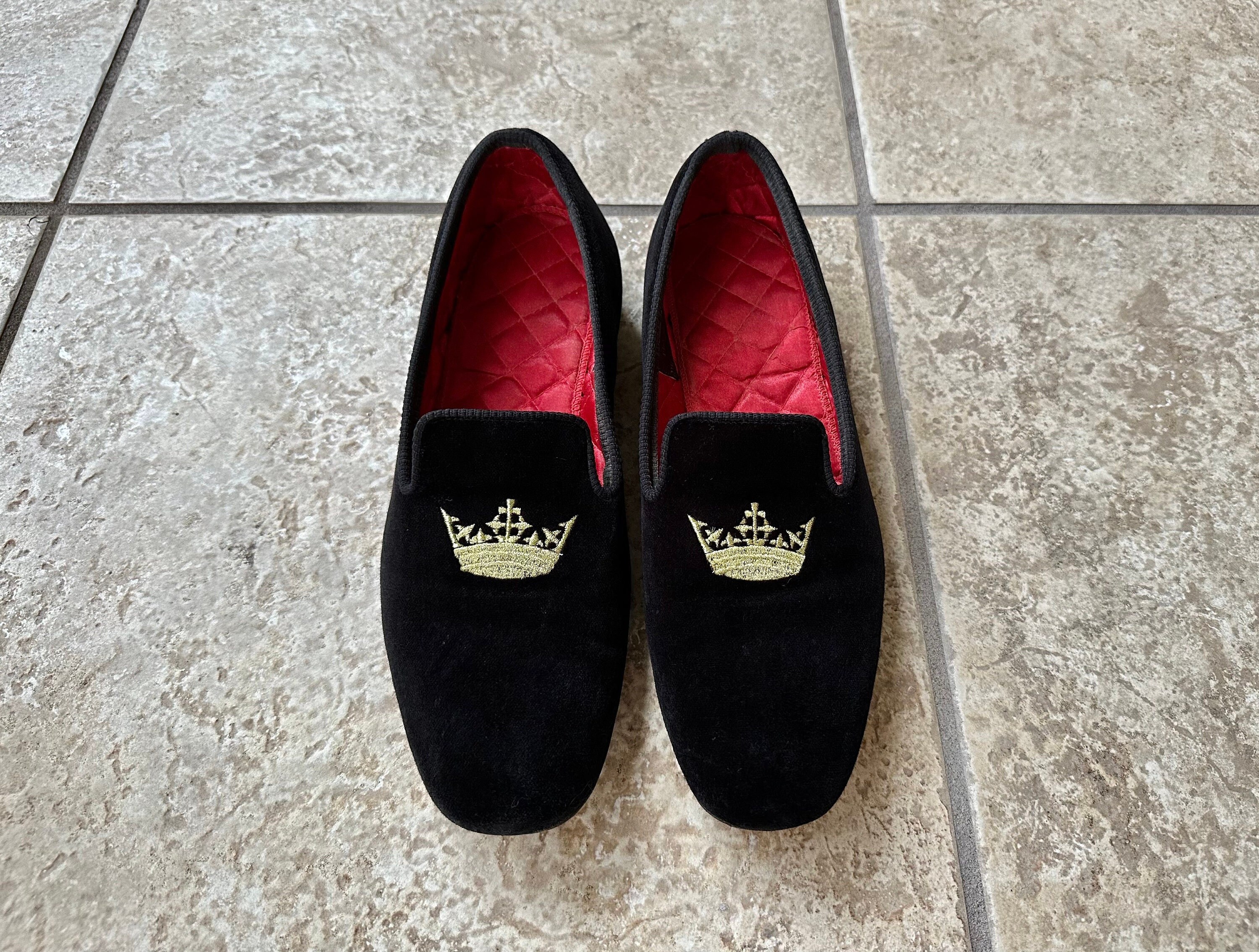 Peal & Co x Brooks Brothers Men’s Black Velvet Embroidered Gold Fox Loafers Sz 9 Clothing - Velvet main image 4