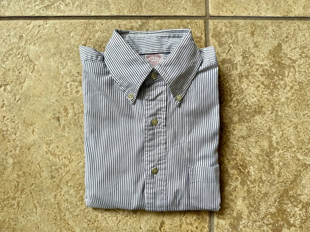 Vintage BROOKS BROTHERS Blue Striped Poplin Button Down Shirt 14.5 32 Ivy  League Trad - Etsy