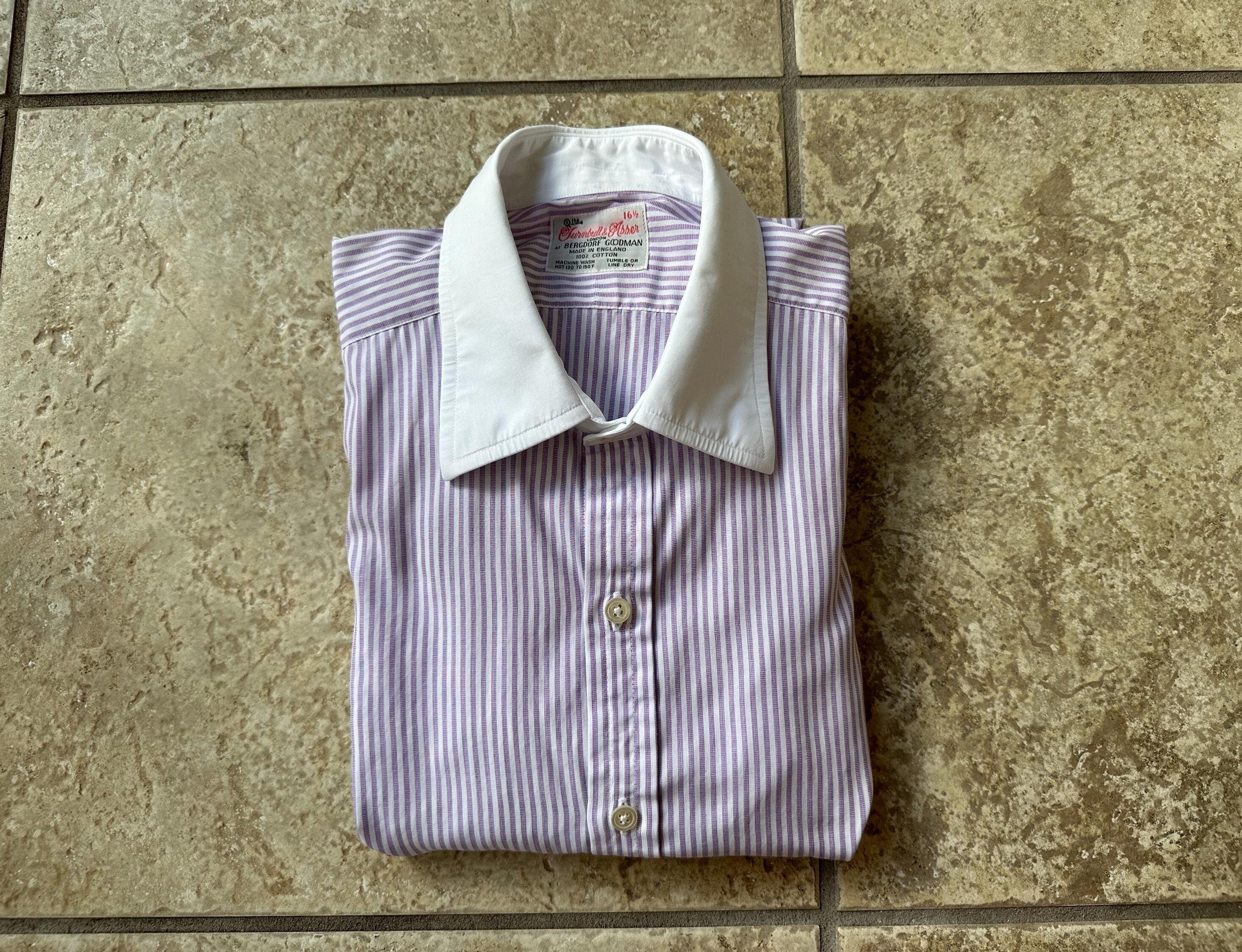 流行に  Vintage TURNBULL & ASSER Purple Striped End-on-end Cotton トップス