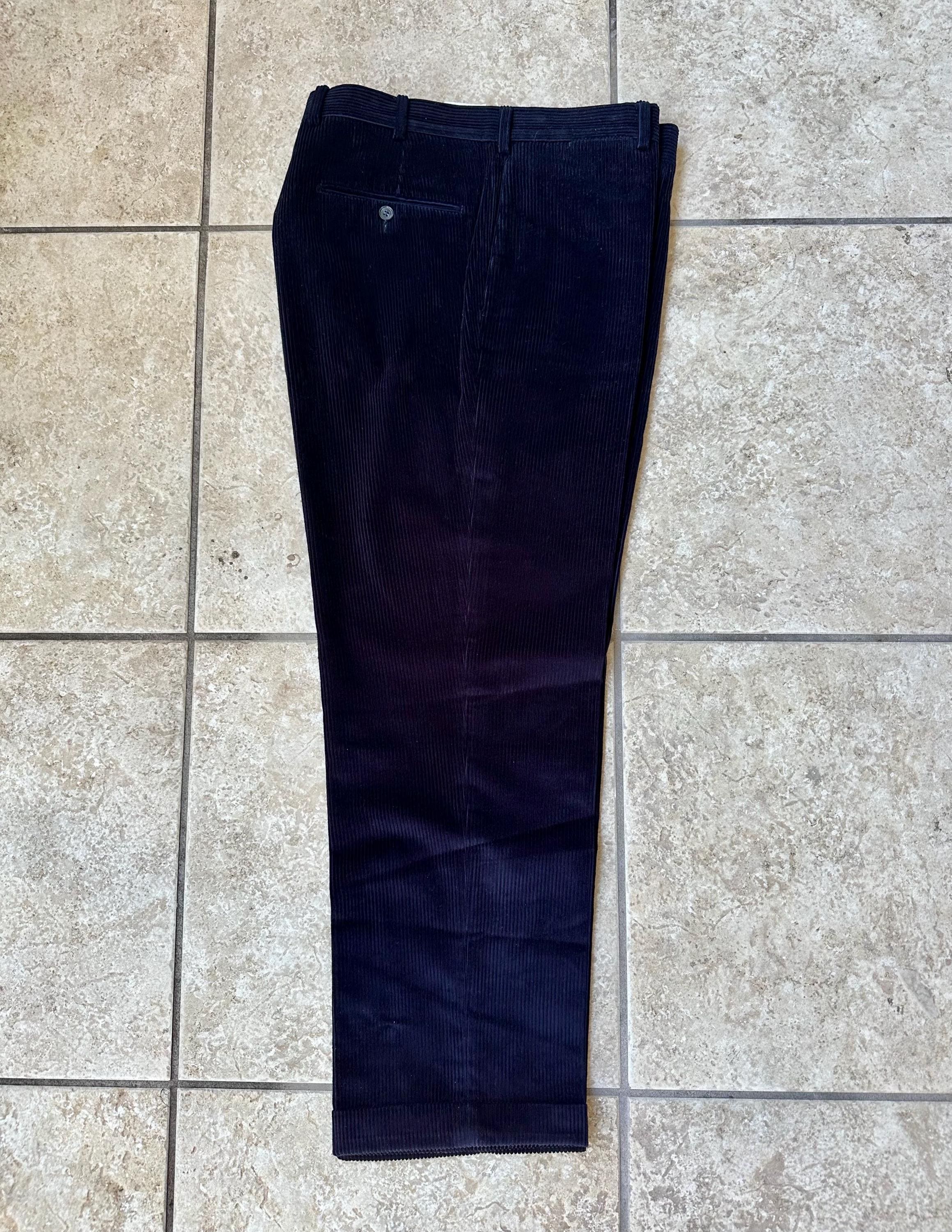 Vintage J. PRESS Navy Blue Corduroy Trousers | 33 X 28 | Made in