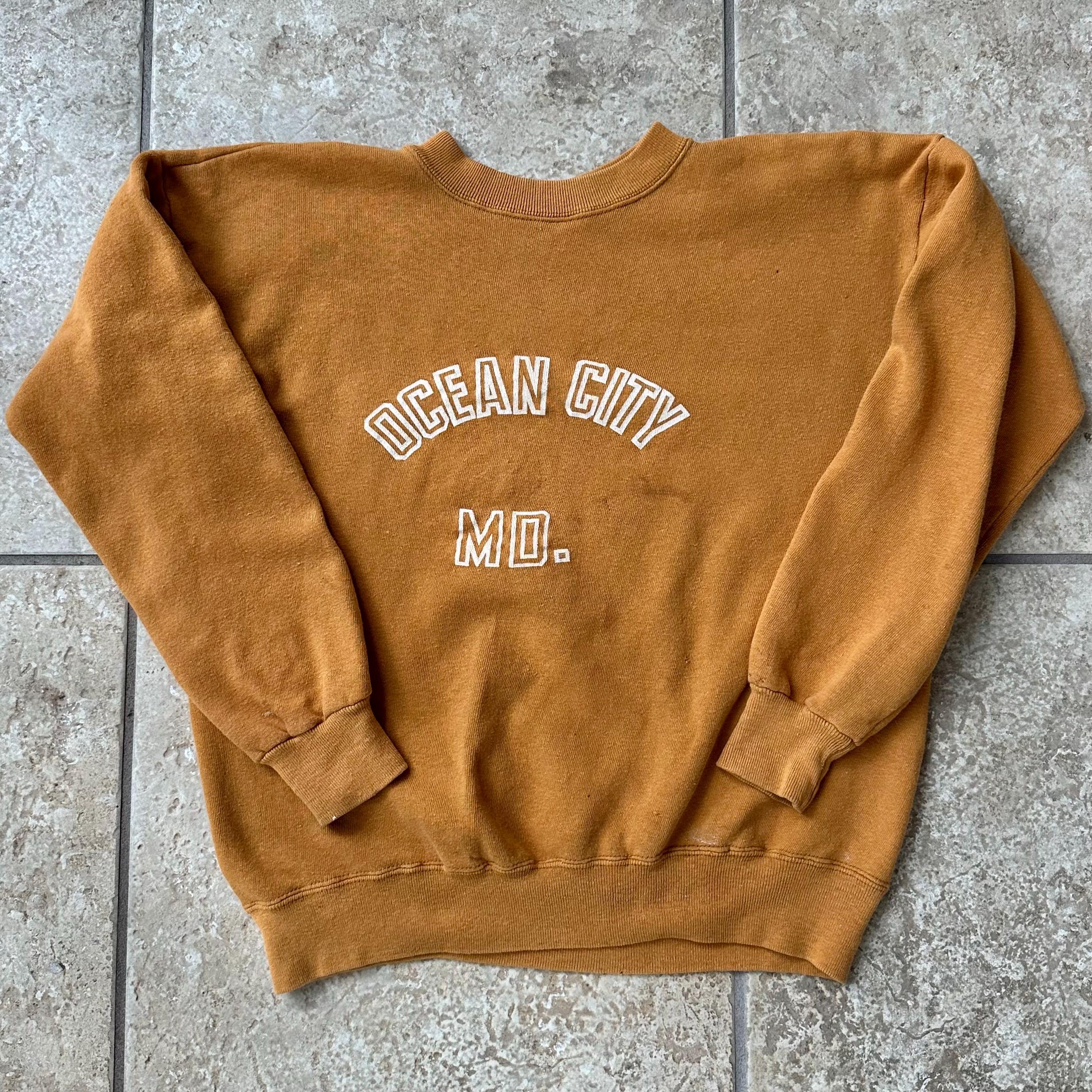 1960s Orange Cotton Crewneck Sweatshirt | Medium | OCEAN CITY