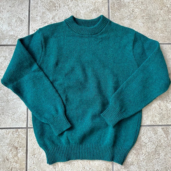 Vintage LL BEAN Teal Wool Crewneck Sweater | Medium / Large | Ivy League Trad