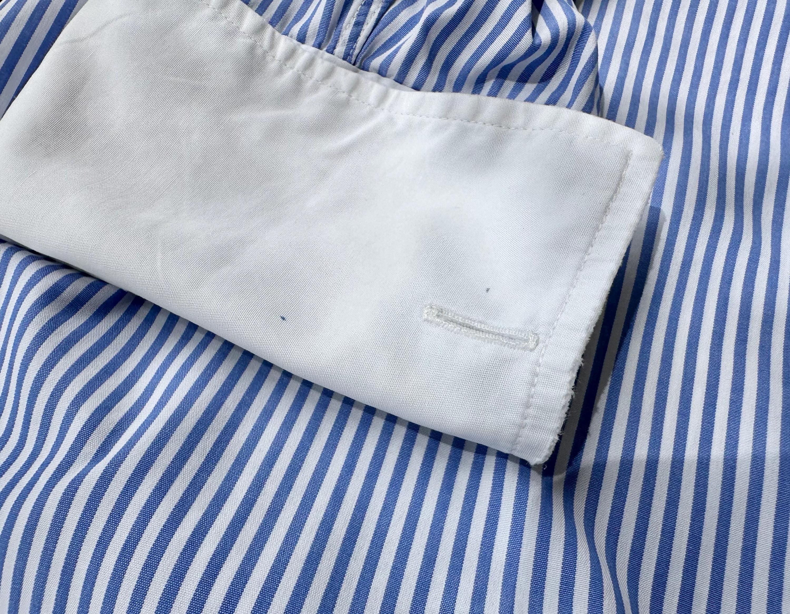 小物 TURNBULL & ASSER Tailored Fit Blue and White Candy Stripe Shirt | Turnbull