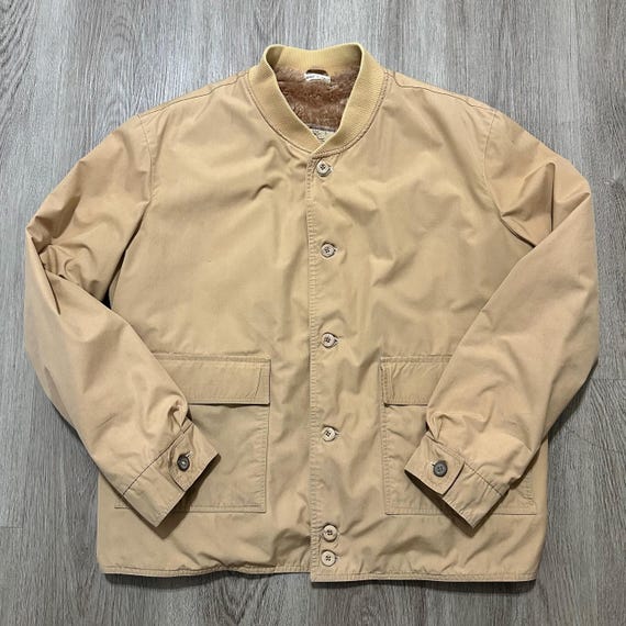 Baracuta, 1960s BARACUTA Tan Poplin Bomber Jacket | Medium / Large | Pile Lining