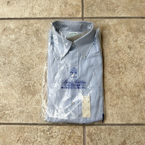 Deadstock BROOKS BROTHERS Blue Striped Brookscloth Pinpoint Oxford