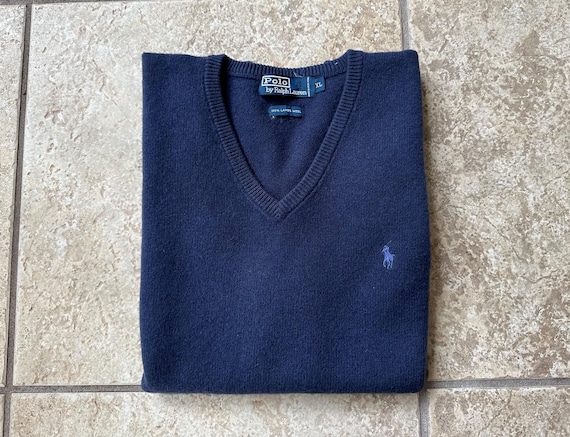 Vintage POLO RALPH LAUREN Dark Blue Lambswool Sleeveless Sweater 